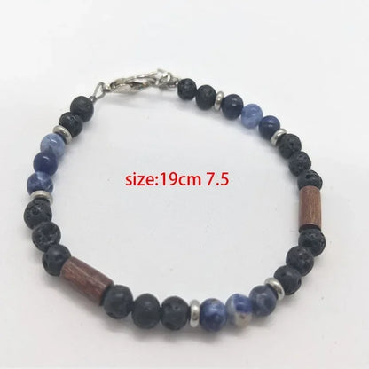 Men's Black Onyx Round Bead & Arrow Stone Bead Yoga Bracelet