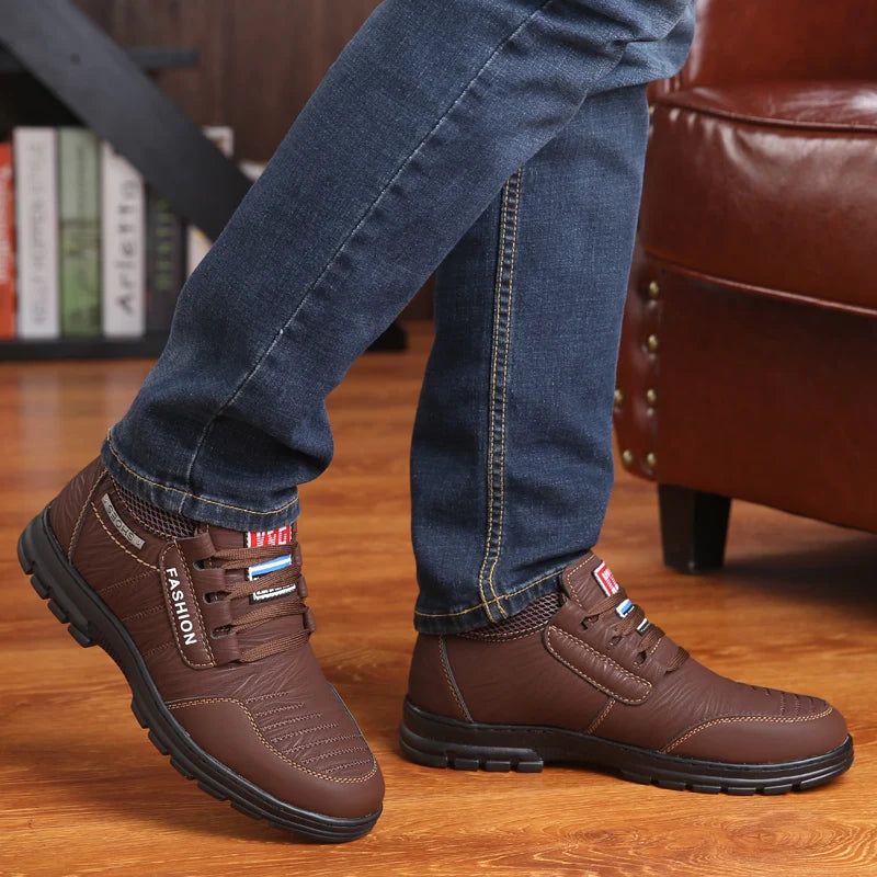 Men's Winter Solid Lace-up Snow Boots Man Safety Shoes Men for Work Warm Ankle Boots Male Hot Sale Outdoor Casual Country Shoes