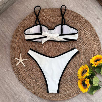 Sexy Splicing Micro Bikini 2024 Women Swimsuit Female Swimwear Thong Bikinis Set Brazilian Halter Beach Wear Bathing Suit