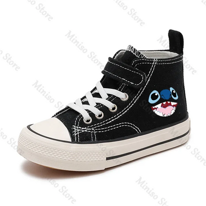 Fashion Girl High-top Lilo Stitch Girl Kid Canvas Shoe Disney Casual Cartoon Sport comfort Shoes Children Print Boy Tennis Shoes