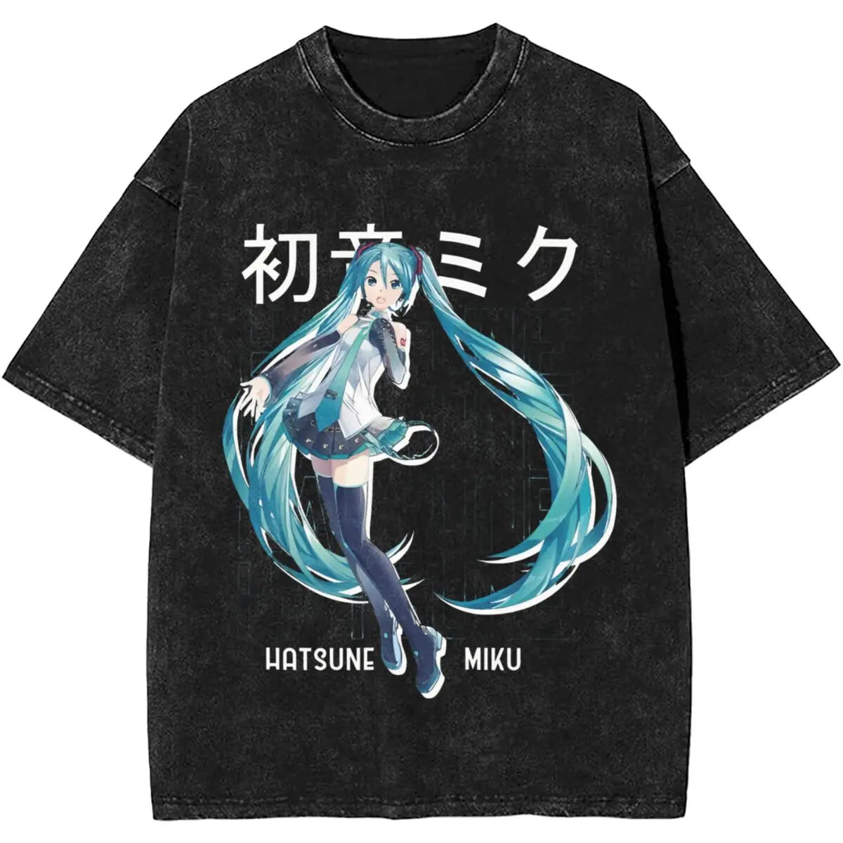 Man T-Shirt Vocaloid Hatsune Miku Washed T Shirts Novelty Summer Tee Shirt Street Style Print Cotton Clothes New Arrival