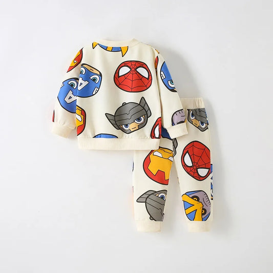 Boutique Fashion Children Clothing Autumn Long Sleeve Tracksuits Loose Baby Boys Sweatshirt Set Marvel Cartoon Hoodies + Pants