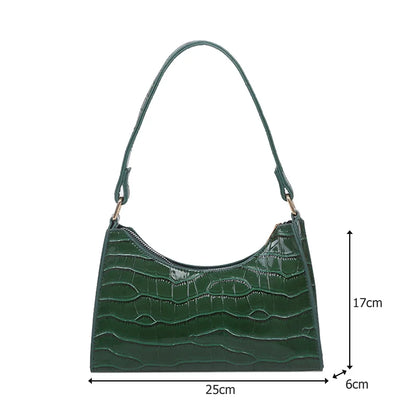 Crocodile Pattern PU Leather Shoulder Bag Female Fashion Underarm Bag Retro Casual Armpit Bag Women Tote Small Clutch Handbags