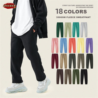 ZODF New Winter 350gsm Fleece Sweatpants For Men Unisex Casual Loose Basic Warm Solid Joggers Sport Pants 18 Colors HY0727