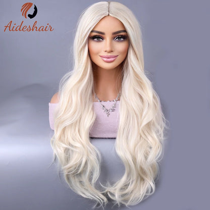 synthetic wig  Europe and the United States new midsection long curly hair wig is versatile