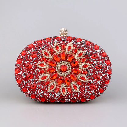 Flower Rhinestones Evening Bags Metal Prom Clutch Diamonds Clutch With Chain Shoulder Handbags Wedding Female Purse