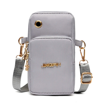 New Arrival Crossbody Phone Purse Bags For Women Solid Color Waterproof Nylon Small Shoulder Bag Multi-Zipper Handbag Clutch