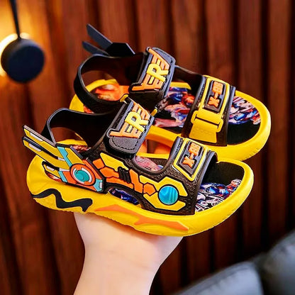 2024 Upgraded Boys Sandals 1-12 Years Soft Sole Anti Slip Sandal Cartoon Outwear Small and Medium Sized Children Beach Sandals