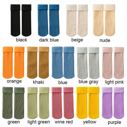 2Pairs Winter Wamer Socks Children Velvet Thicken Seamless Home Floor Socks Snow Thermal Keeping Sleeping Socks For Boys Girls