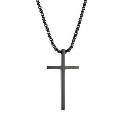 Lemegeton Hip Hop Cross Pendant Necklace for Men Women Box Chain Charm Necklaces Choker Stainless Steel Religious Jewelry Gifts