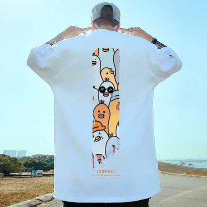 Summer Y2k Cartoon Men‘s T-Shirt New 100% Cotton Anime Short Sleeve Tee Loose Streetwear Women Oversize T-Shirt Tops Tees