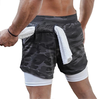 Gym Shorts Men Double-deck Workout Shorts 2 In 1 Quick Dry Workout Training Short Pants Fitness Sport Jogging Pants Running Shor