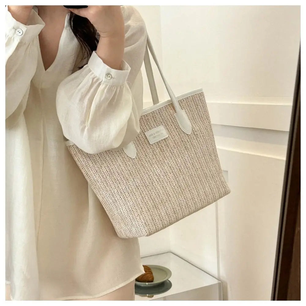 Straw Woven Tote Bag for Women Lady Purse Fashion Casual Bag Beach Bag Handbag