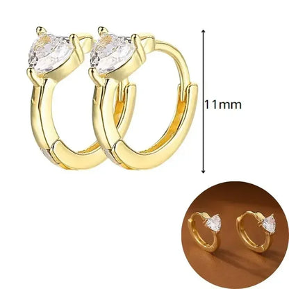 925 Sterling Silver Needle Heart Shape Pave Zircon Pendant Hoop Earrings for Women Light Luxury Anniversary Party Gifts Earrings