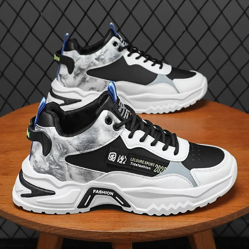 Men shoes autumn new high-top sports shoes men trend Joker small white shoes increase leisure running old shoes.