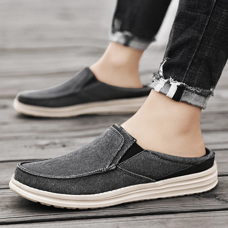 2024 Summer Men's Half Slippers Fashion Men's Flat Bottom Casual Shoes Soft Sole Cloth Shoes Support Shoes Men's Sports Shoes