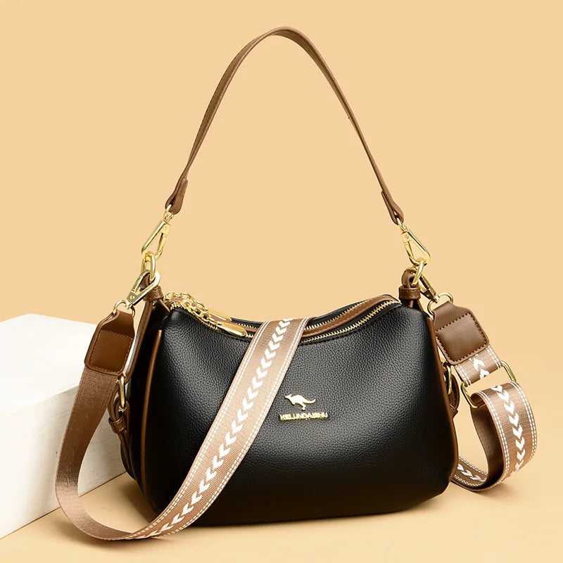 2024 High Quality Cowhide Crossbody Bag For Women's Straps Tote Designer Lady Shoulder Bags New Luxury Leather Messenger Bag Sac