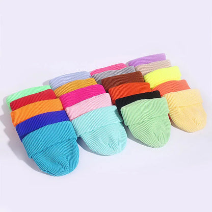 Winter Hats for Unisex New Beanies Knitted Solid Fluorescent  Caps Warmer Casual Beanies Trendy Hat  All-match Multicolor Candy