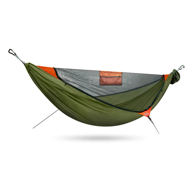 New Travelers camping outdoors with mosquito net hammocks, increased anti roll over speed, anti mosquito hammocks