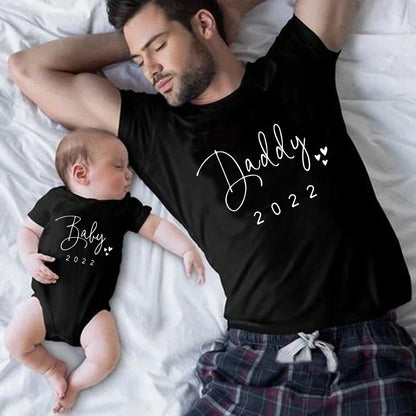 Funny Baby Daddy 2024 Family Matching Clothing Simple Pregnancy Announcement Family Look T Shirt Baby Dad Matching Clothes