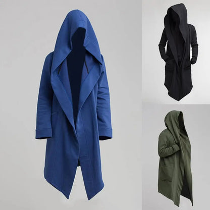 Leisure  Cool Hooded Men Trench Coat Extra Long Jacket Oversize   for Autumn