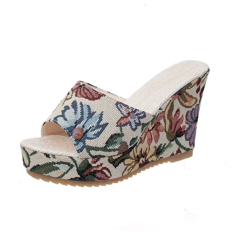 Sandalias de tacón para mujer, zapatos elegantes con plataforma y cuña de diseñador, de lujo, cómodos, a la moda, para verano