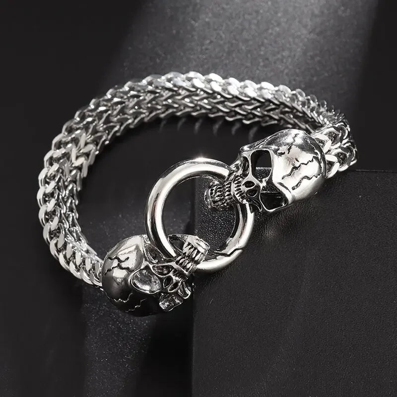 Fashion Gold Color Lion King Stainless Steel Braided Chain Bracelet Domineering Men\\'s Rock Wristband Alloy Lion Head Jewelry