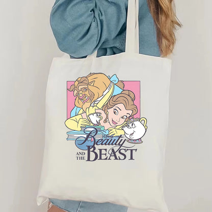 Retro Disney Beauty and the Beast Handbag Disney Belle Princess tote bag Disney Girl Trip Gift Reusable Canvas Shopper Bag