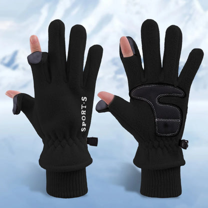 Winter Thickened Fleece Gloves Finger Flap Clickable Screen Glove Men Women Outdoors Skiing Cycling Motorcycle Sports Mittens