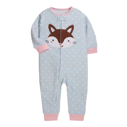 Baby Clothes Spring Autumn Warm Rompers Infant Boy Girl Indoor Pajamas Zipper Fleece Babe Animal Jumpsuit Clothing 9 -24 Months