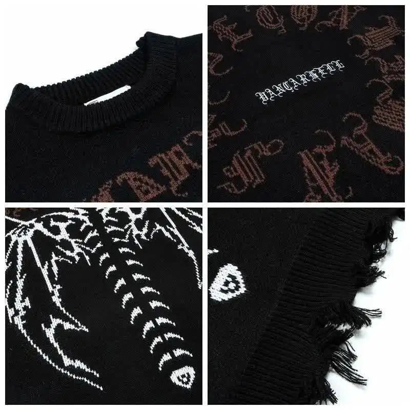 AltGoth Harajuku Cyber Y2k Gothic Sweater Women Streetwear Grunge Emo Alt Skeleton Long Sleeve Loose Casual Knitted Pullovers