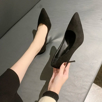 Women Shoes 2024 New Women Pumps Suede High Heels Shoes Fashion Office Stiletto Party Shoes Female Comfort Women Heels