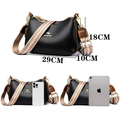 2024 High Quality Cowhide Crossbody Bag For Women's Straps Tote Designer Lady Shoulder Bags New Luxury Leather Messenger Bag Sac