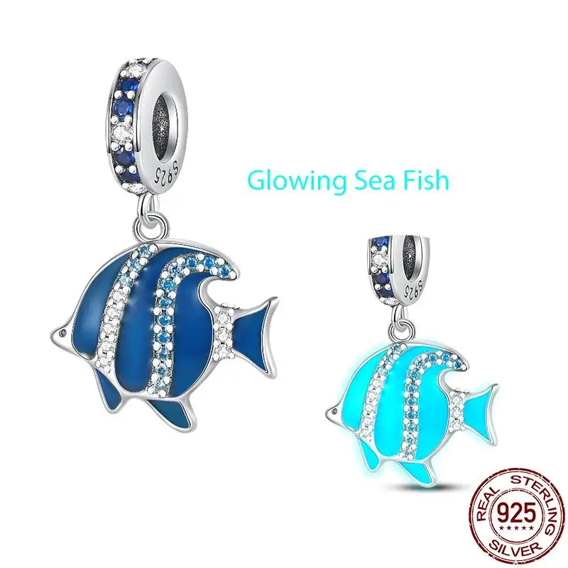 New in S925 Sterling Silver Ocean Collection Charm Will Shine Beads Fit Pand Bracelet DIY Pendant Woman Jewelry 2023 Hot Sale