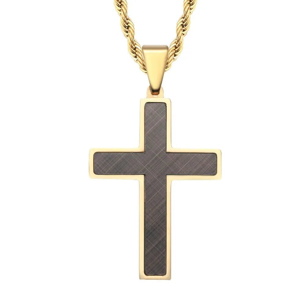 2023 New Stainless Steel Cross Pendant Necklace for Men Boyfriend Charm Link Chain Male Punk Hip-hop Jewelry Dropshipping