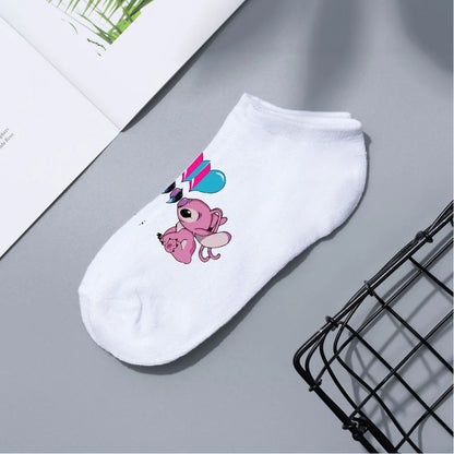 Anime Disney Lilo & Stitch Short Socks Cartoon Boat Socks Spring Summer Breathable Socks for Men and Women Cotton Ankle Socks