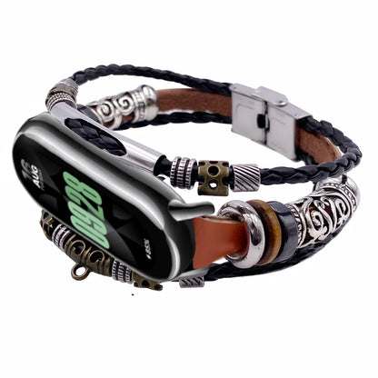 Smart Bracelet Strap Metal+Leather Watchband For Xiaomi Mi Band 8 Replacement Wrist Strap For Mi Band 8 NFC MiBand 8 Watchstrap