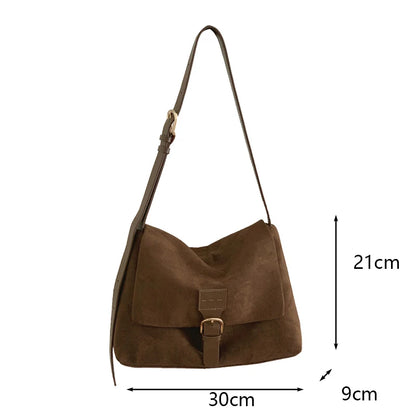 Women Suede Soft PU Leather Handbags, Designer Fashion Messenger Bag, Solid Color Shoulder Crossbody Bag