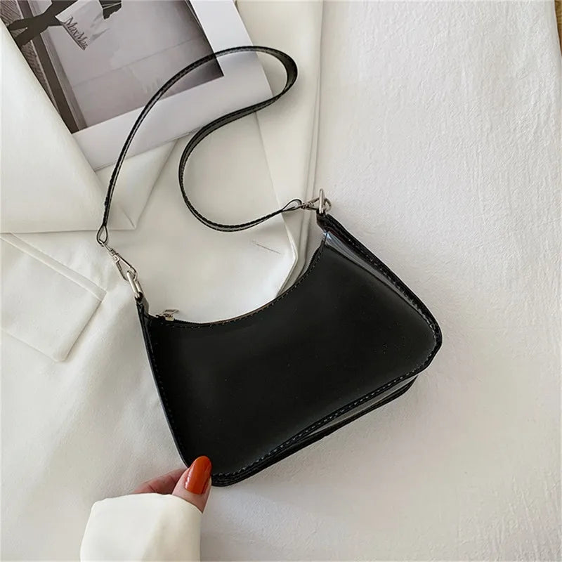 Clear Jelly Shoulder Bag For Women, Y2K Small Zipper Underarm Purses & Fashion Handbag