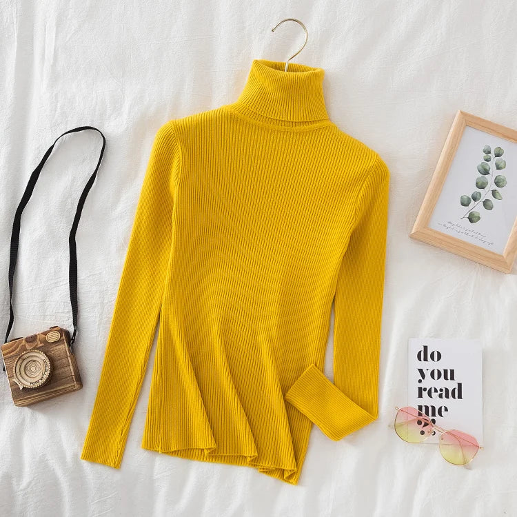 Women Turtleneck Sweater Knitted Soft Pullovers cashmere Jumpers Basic Solid Soft Sweaters Women Autumn Winter Casual Top