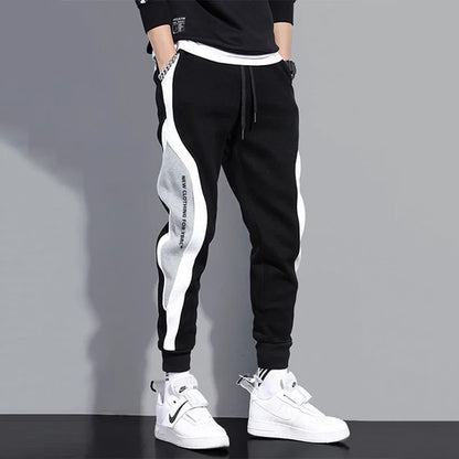 Men's Sports Pants Spring Autumn Male Loose Fitting Leggings Patchwork Running Training Casual Pants Fashion Outfit Trousers