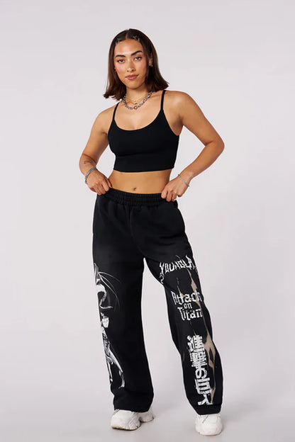 new 2024 American sports pants gym fitness running training pants cotton wool print wide leg pants