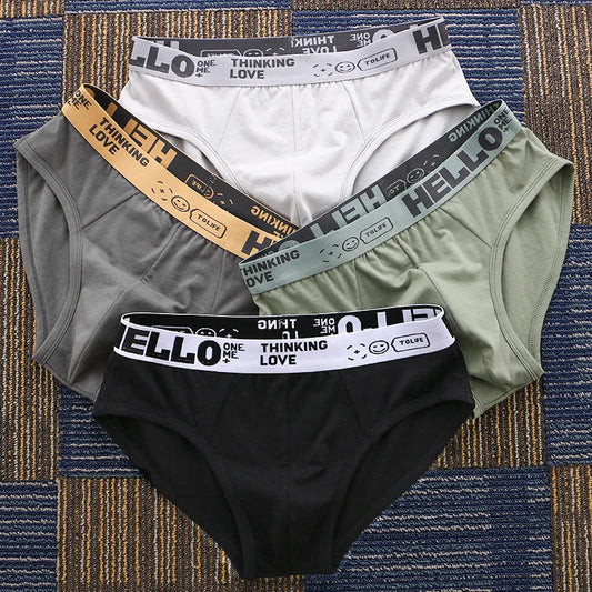 Fashion Men's Cotton Briefs Underwear Sexy Man Panties Funny Letter Underpants Breathable Comfortable Male Trend Bikini Shorts