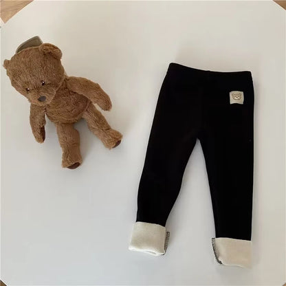 New Arrival Unisex Kids' Plush Warmth Bottoms with Cartoon Patterns Ideal for Autumn and Winter Outdoor Activities Kids Pants