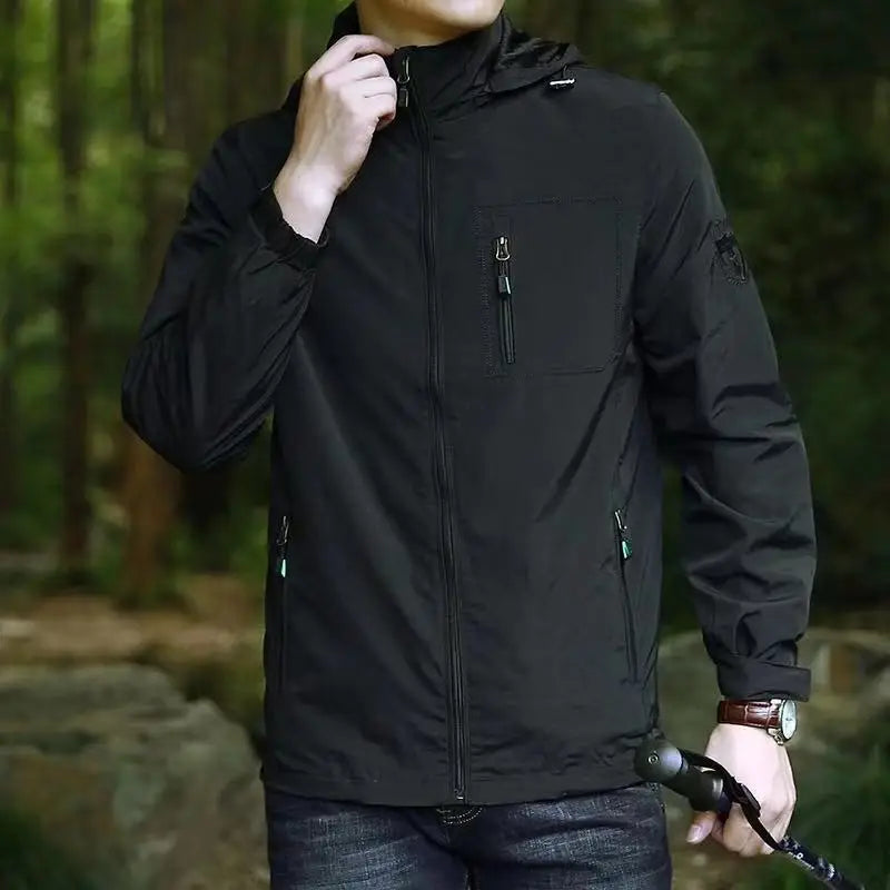 Men's Jackets Waterproof Function Hooded Jacket Windbreaker Outdoor Camping Sports Elastic Coat Male Clothing Thin Overcoat