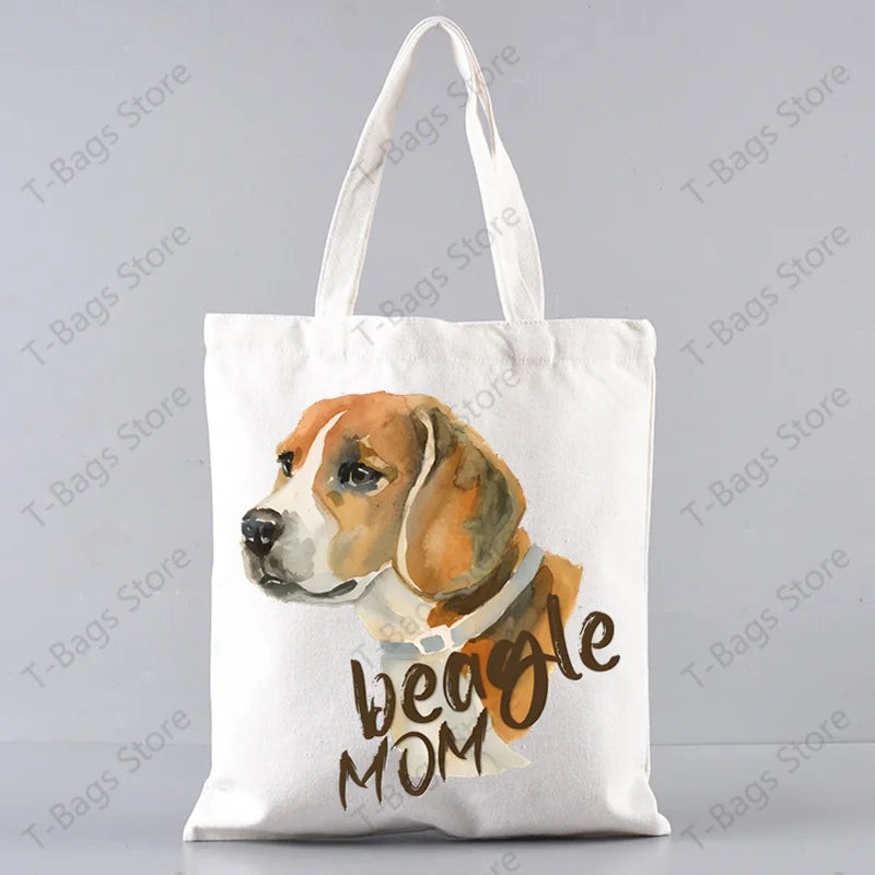 2pcs/set Beagle Bagel Dog Cute Print Tote Bag, Large Capacity Shoulder Bag, Women's Casual Handbag for Work School Shopping