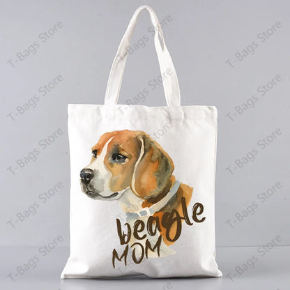 2pcs/set Beagle Bagel Dog Cute Print Tote Bag, Large Capacity Shoulder Bag, Women's Casual Handbag for Work School Shopping