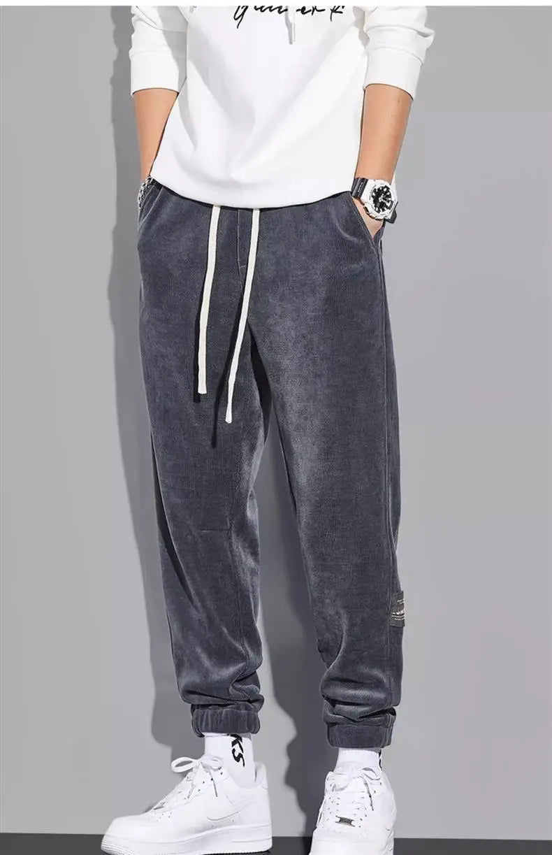 Spring Autumn Men's Loose-Fit Wide-Leg Casual Pants Trendy Brand Heavyweight Sports Korean Style Trendy Fashion Pants