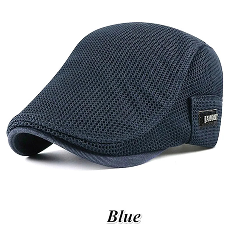 Mesh Breathable Beret Thin Section Sunscreen Sun Hat Cabbie Flat Cap Breathable Mesh Newsboy Beret Ivy Cap