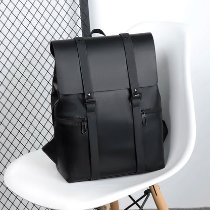 Black Leather Men Backpack Genuine Travel Bag Casual Daypack Fashion School s Large Laptop Soft Skin 14 Backpack